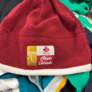 Roots Canada Red Fleece Hat olympics vintage